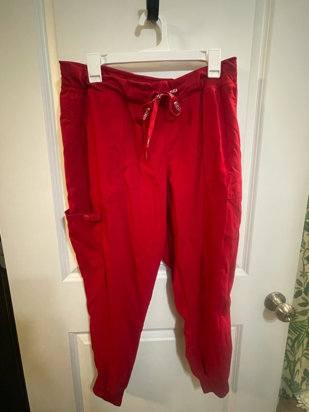 Med Couture Red Drawstring Jogger Pants